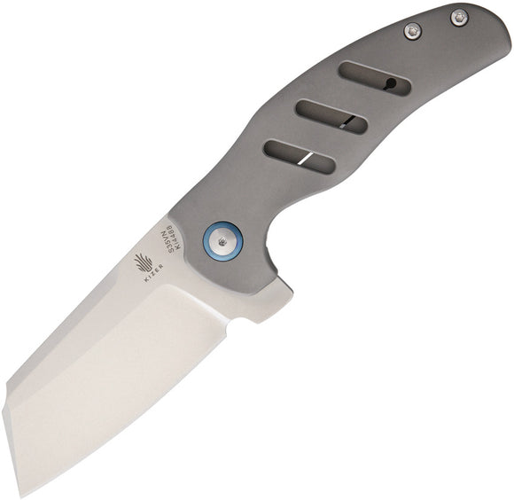 Kizer C01E Gray Titanium Framelock Folding Knife Pocket SW S35VN Sheepsfoot 4488