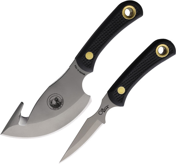 Knives Of Alaska Light Hunter & Cub Combo Black SureGrip D2 Steel Fixed Blade Knife 2pc Set 00012FG