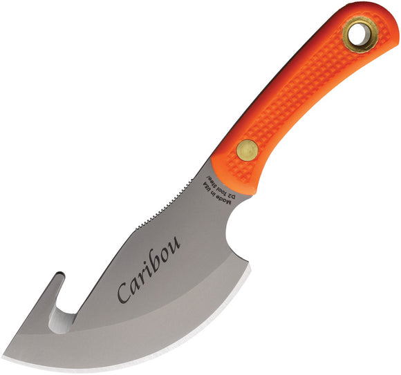 Knives Of Alaska Caribou Guthook Orange SureGrip D2 Steel Fixed Blade Knife 00017FG