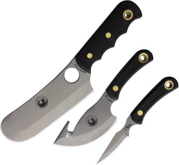 Knives Of Alaska Triple Combo Black Suregrip D2 Steel Fixed Blade Knife 3pc Set 00030FG