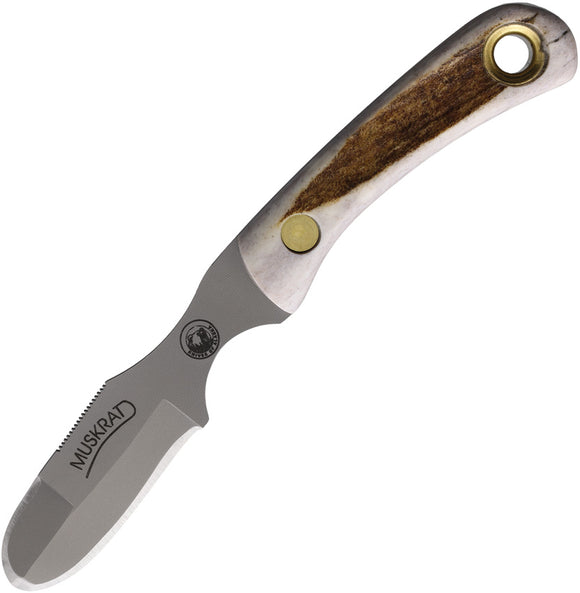 Knives Of Alaska Muskrat Stag D2 Steel Fixed Blade Knife w/ Belt Sheath 00091FG