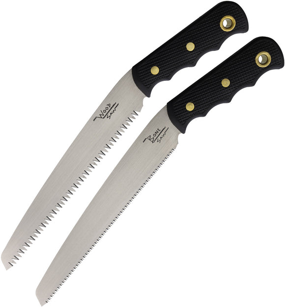 Knives Of Alaska Saw Combo Black SureGrip SK5 Steel Serrated Fixed Blade Knife 2pc Set 00112FG