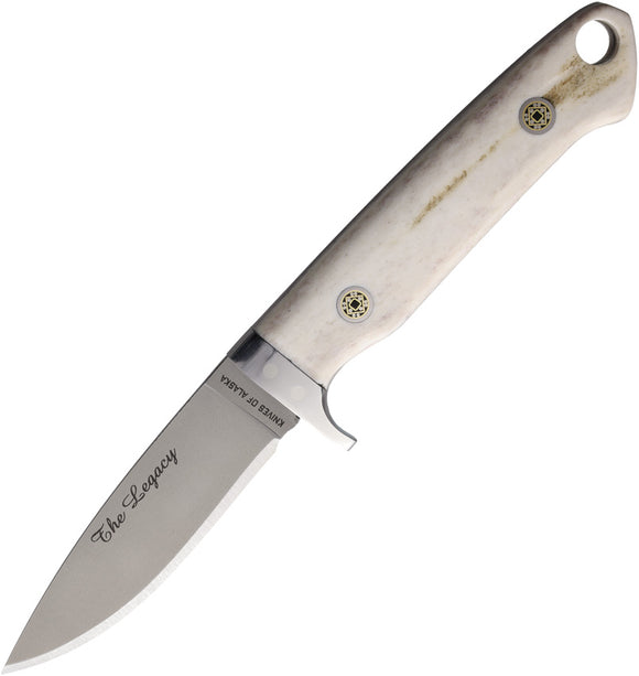 Knives Of Alaska Legacy Stag D2 Steel Drop Point Fixed Blade Knife w/ Belt Sheath 00950FG