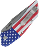 Kershaw Automatic Launch 1 Knife Button Lock USA Flag Alumium CPM-154 Blade 7100USA