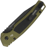 Kershaw Automatic Launch 21 Knife Button Lock OD Green Aluminum & Black G10 CPM-M4 Blade 7106OL