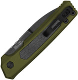 Kershaw Automatic Launch 22 Knife Button Lock OD Green Aluminum & Black Micarta MagnaCut Blade 7205