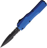 Kershaw Automatic Livewire Knife OTF Blue Aluminum MagnaCut Serrated Dagger Blade 9000DESTBLU