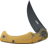 Kubey Scimitar Linerlock Ultem Folding Blackwash 14C28N Pocket Knife 173H