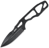 Kubey 7.62 TAG Hydra Black Stonewashed AUS-10 Steel Fixed Blade Knife w/ Sheath 282A