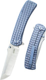 Kubey Interflow Framelock Blue Titanium Folding Bohler M390 Pocket Knife 294B