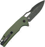 Kubey RDF Button Lock OD Green G10 Folding 14C28N Sandvik Spear Pt Pocket Knife 316K
