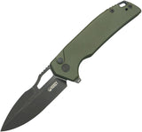 Kubey RDF Button Lock OD Green G10 Folding 14C28N Sandvik Spear Pt Pocket Knife 316K
