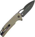 Kubey RDF Button Lock Tan G10 Folding 14C28N Sandvik Spear Pt Pocket Knife 316L