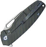 Kubey Tityus Framelock Gold Pattern Titanium Folding 14C28N Pocket Knife 360G