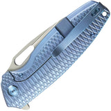 Kubey Tityus Framelock Blue Pattern Titanium Folding 14C28N Pocket Knife 360F