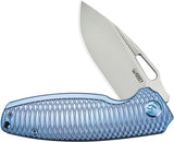 Kubey Tityus Framelock Blue Pattern Titanium Folding 14C28N Pocket Knife 360F