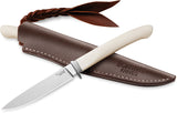 LionSTEEL AGO White Micarta Bohler M390 Fixed Blade Knife w/ Sheath AG1MW