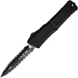 Microtech Automatic Combat Troodon Gen III OTF Knife Black Aluminum Two-Tone Serrated Blade 1142D3T
