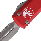 Microtech Automatic Ultratech OTF Knife Red Aluminum Apocalyptic Serrated Double Edge Blade 12212APRD