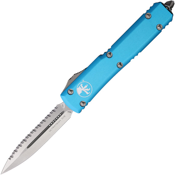 Microtech Automatic Ultratech OTF Knife Turquoise Aluminum Serrated Double Edge Dagger Blade 12212TQ