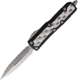 Microtech Automatic UTX-85 Daytona OTF Knife Black Aluminum & Brute Bubble Serrated Blade 12612BIS