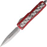 Microtech Automatic UTX-85 Daytona OTF Knife Red Aluminum & Brute Bubble Serrated Blade 12612RDBI