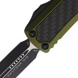 Microtech Automatic Daytona Knife OTF OD Green Aluminum & Carbon Fiber Double Edge Blade 1261ODCFIS