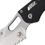 Microtech Stitch Ram-Lok Black Fluted G10 Folding M390MK Partially Serrated Pocket Knife 15987