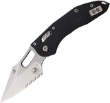 Microtech Stitch Ram-Lok Black Fluted G10 Folding M390MK Partially Serrated Pocket Knife 15987