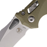 Microtech Amphibian Ram-Lok OD Green Fluted G10 Folding Stonewash M390MK Pocket Knife 16019