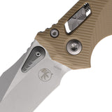 Microtech Amphibian Ram-Lok Tan Fluted G10 Folding Stonewash M390MK Pocket Knife 16021