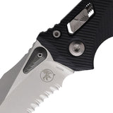 Microtech Amphibian Ram-Lok Black Fluted G10 Folding Stonewash M390MK Serrated Pocket Knife 16077