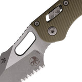 Microtech Stitch Ram-Lok OD Green Fluted G10 Folding Apocalyptic M390MK Serrated Knife 16097