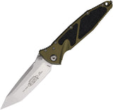 Microtech Socom Elite Linerlock OD Green Aluminum & Traction Folding Tanto Knife 16110OD