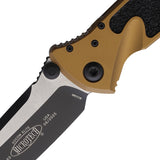 Microtech Socom Elite Linerlock Tan Aluminum & Traction Folding Two-Tone Tanto Knife 1611TA