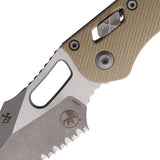Microtech Stitch Ram-Lok Tan Fluted G10 Folding Apocalyptic M390MK Serrated Pocket Knife 16141