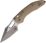Microtech Stitch Ram-Lok Tan Fluted G10 Folding Apocalyptic M390MK Serrated Pocket Knife 16141