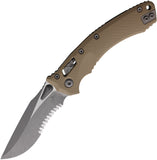 Microtech Amphibian Ram-Lok Tan Fluted G10 Folding Apocalyptic M390MK Serrated Pocket Knife 16157