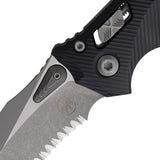 Microtech Amphibian Ram-Lok Black Fluted Aluminum Folding Apocalyptic M390MK Serrated Pocket Knife 16162