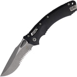 Microtech Amphibian Ram-Lok Black Fluted Aluminum Folding Apocalyptic M390MK Serrated Pocket Knife 16162