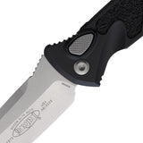 Microtech Automatic Socom Elite Button Lock Knife Black Aluminum & Traction Stonewash Tanto Blade 161A10