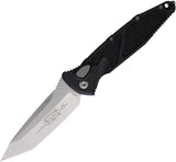 Microtech Automatic Socom Elite Button Lock Knife Black Aluminum & Traction Stonewash Tanto Blade 161A10