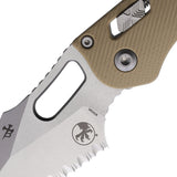 Microtech Stitch Ram-Lok Tan Fluted G10 Folding M390MK Serrated Pocket Knife 16222