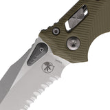 Microtech Amphibian Ram-Lok OD Green Fluted G10 Folding M390MK Serrated Pocket Knife 16223