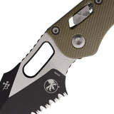 Microtech Stitch Ram-Lok OD Green Fluted G10 Folding M390MK Serrated Pocket Knife 16310
