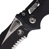 Microtech Amphibian Ram-Lok Black Fluted G10 Folding Two-Tone M390MK Serrated Pocket Knife 16386