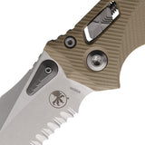 Microtech Amphibian Ram-Lok Tan Fluted G10 Folding M390MK Serrated Pocket Knife 16388