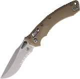 Microtech Amphibian Ram-Lok Tan Fluted G10 Folding M390MK Serrated Pocket Knife 16388