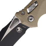 Microtech Amphibian Ram-Lok Tan Fluted G10 Folding Two-Tone M390MK Pocket Knife 16392