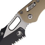 Microtech Stitch Ram-Lok Tan Fluted G10 Folding Two-Tone M390MK Serrated Pocket Knife 16462